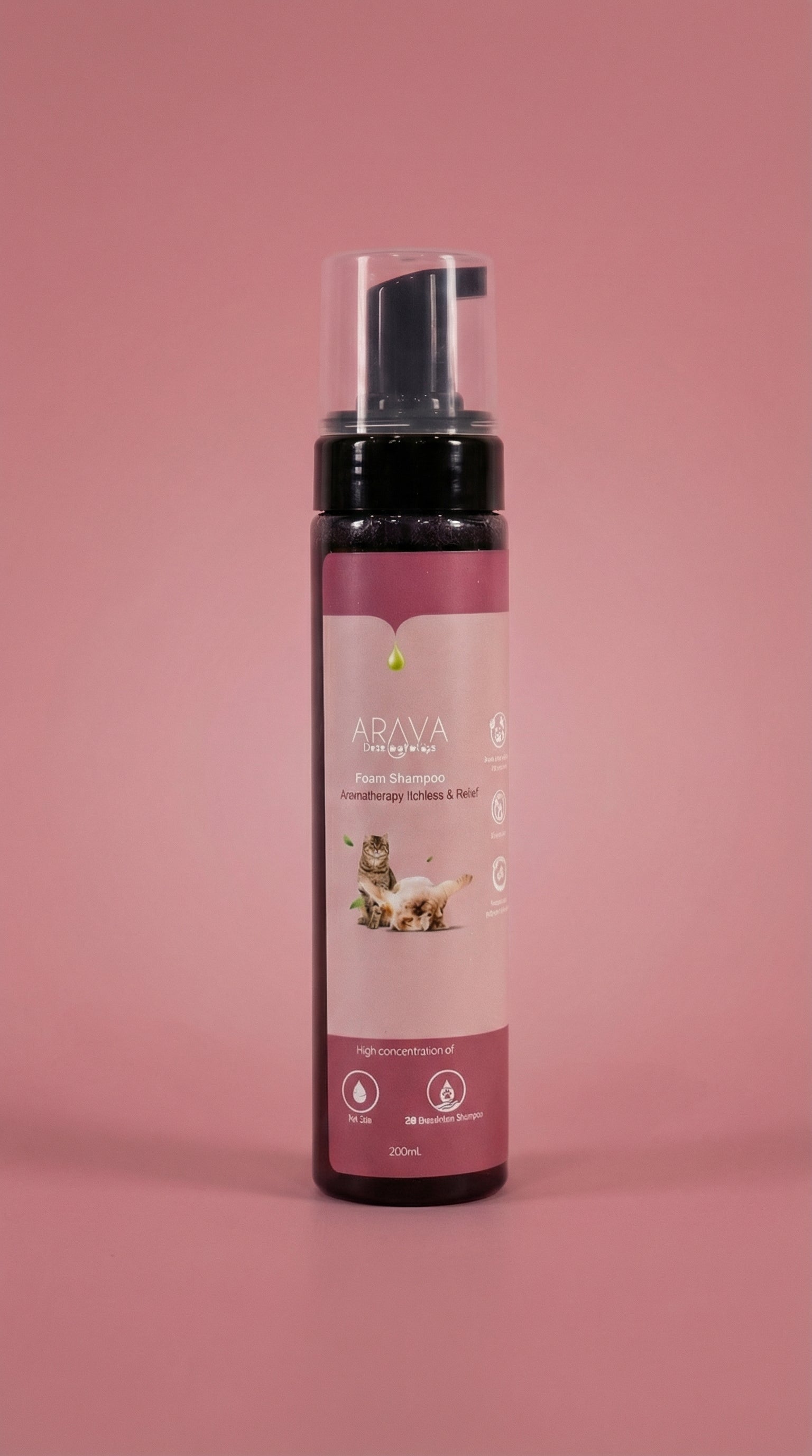 New!! Arava Foam Shampoo for Skin Problems in Dogs and Cats (no rinse)
