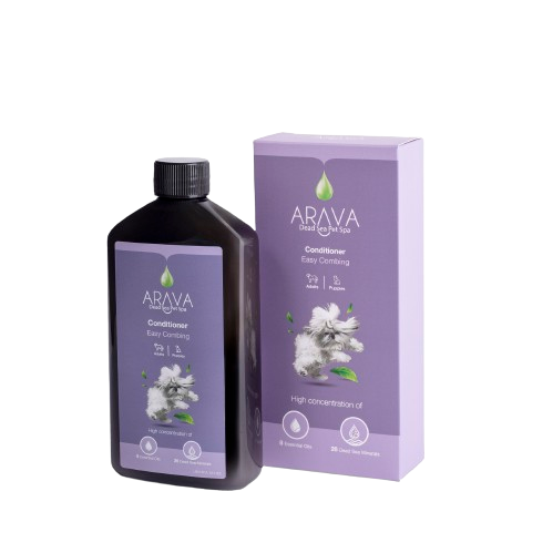 Grooming kit for dogs and puppies with difficult-to-brush coats