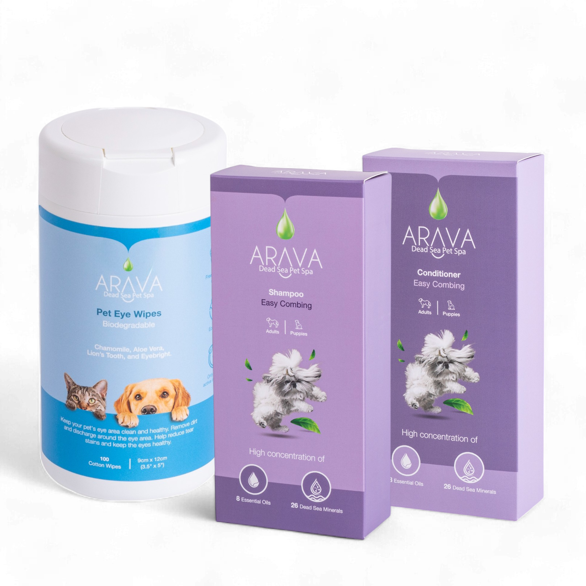Mini set for dogs with coarse fur and eye wipes